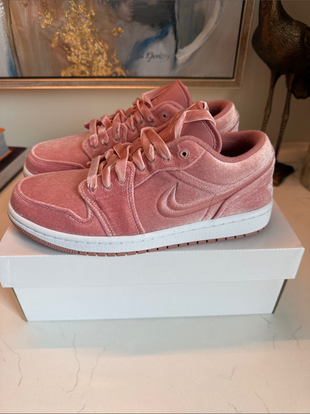 Nike Velvet Low-Top Sneakers - Rose Pink Air Jordons